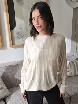 Remera Bardot Lanilla Crema