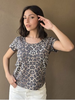 Remera Kenya Print Beige