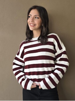 Sweater Iowa Rayado Bordo